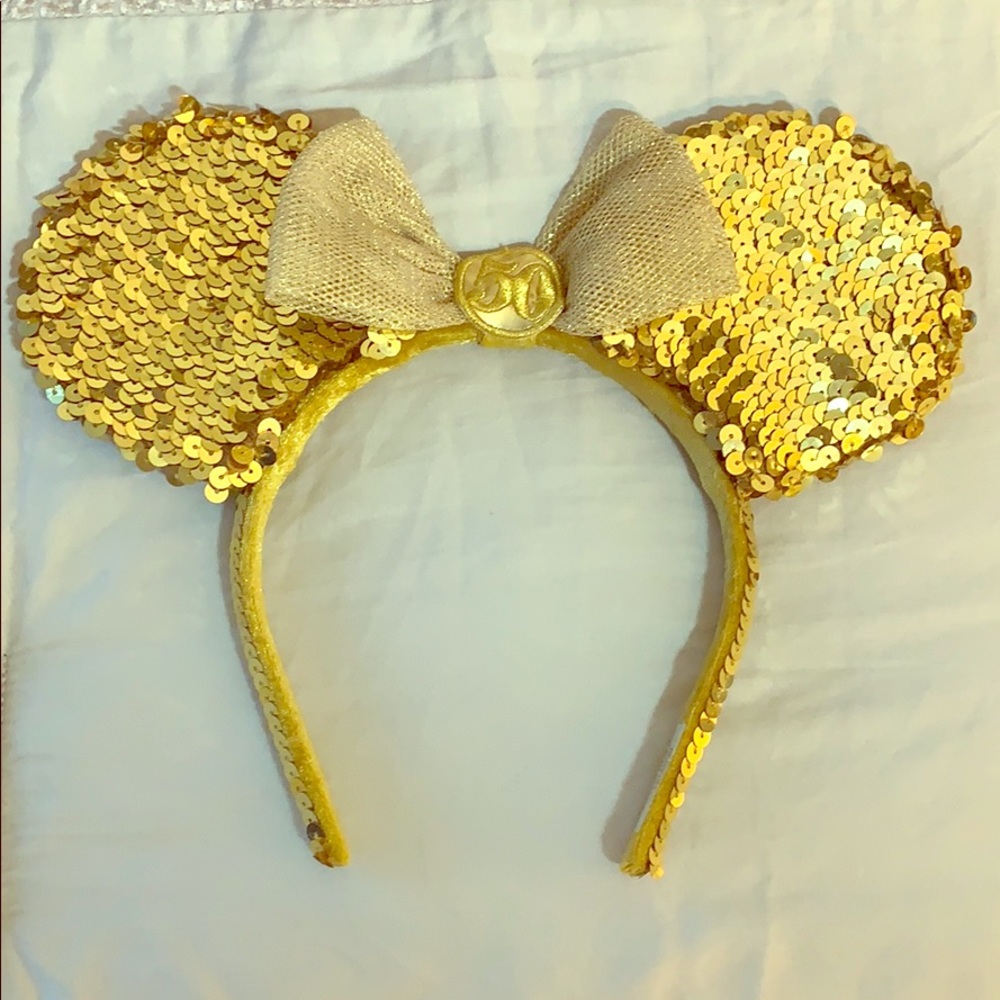 Rare Gold Disney Mouse headband 50th Anniversary